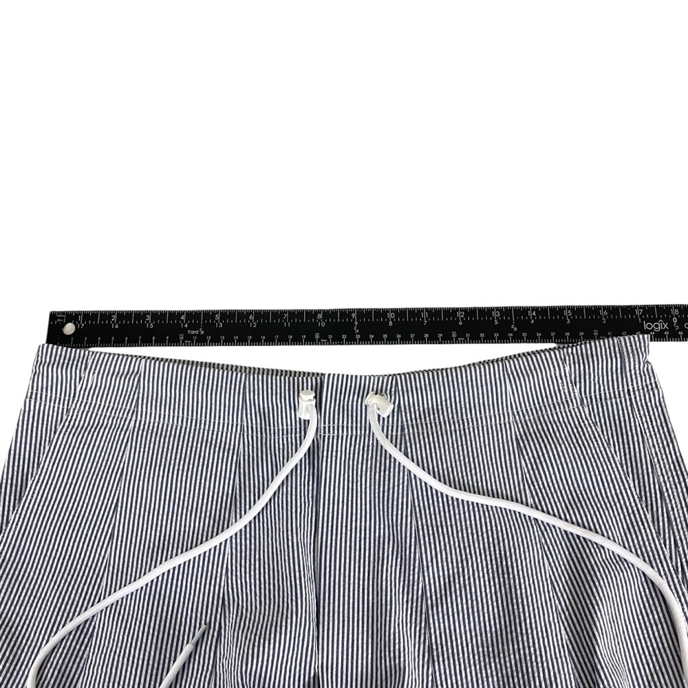 Nylora Womens Baggy Taper Cargo Crop Pants One Size Fits Most Striped Navy White - Picture 7 of 12